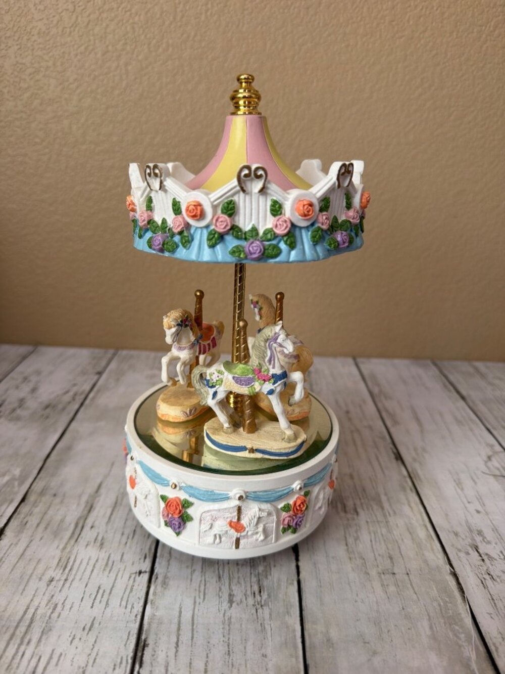 Vintage Wind-Up Music Box Nursery Decor Plays Carousel Waltz - Picture 12 of 12